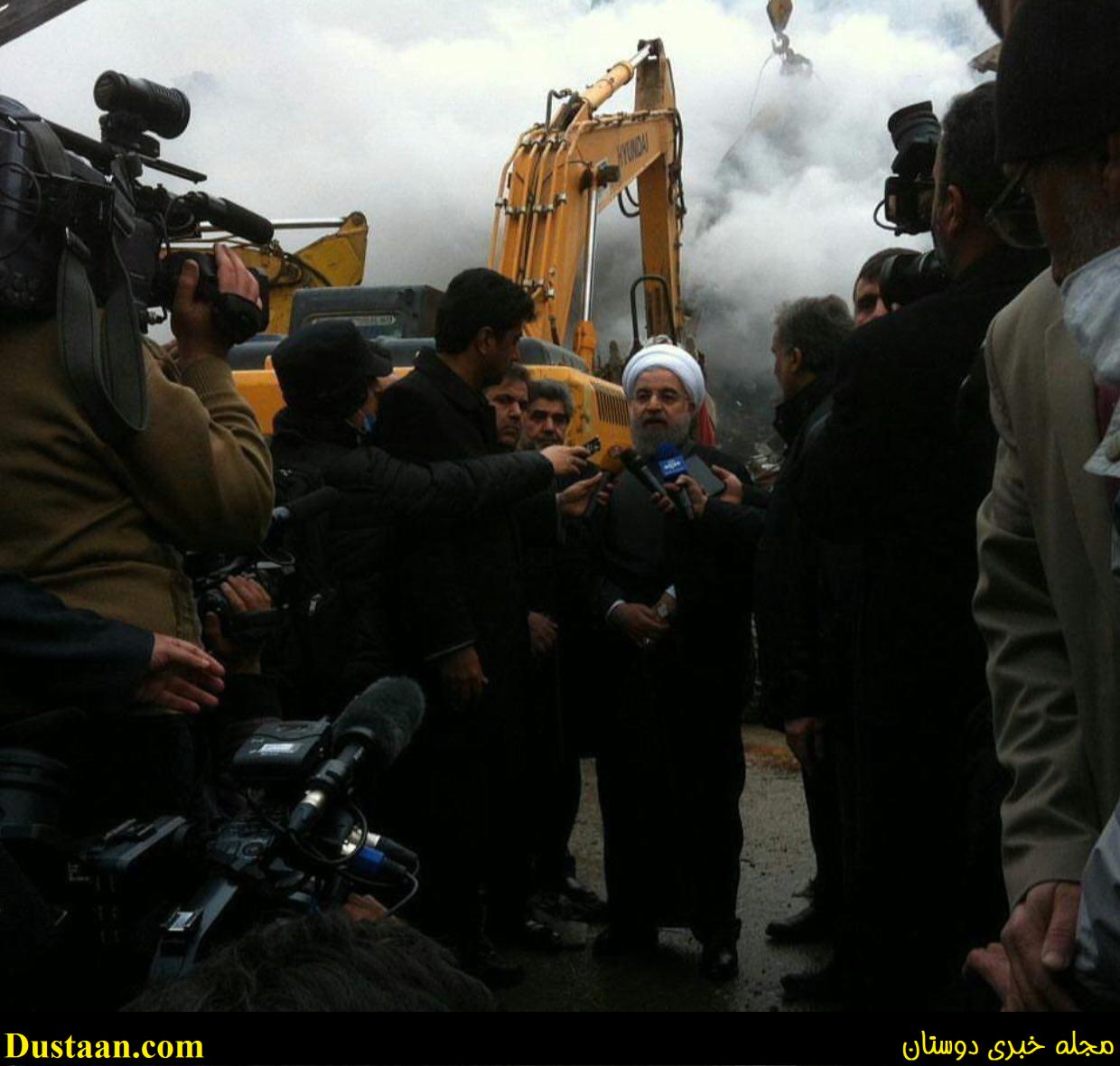 www.dustaan.com-تصاویر: حسن روحانی در محل حادثه پلاسکو