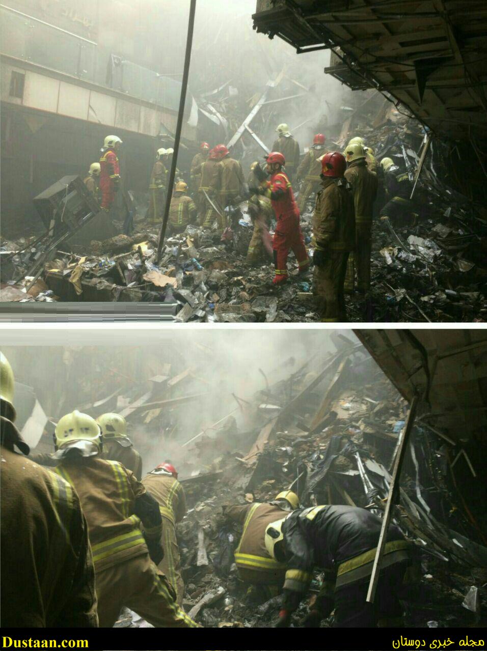 www.dustaan.com-عکس: : راه یابی آتش نشانان به داخل ساختمان پلاسکو