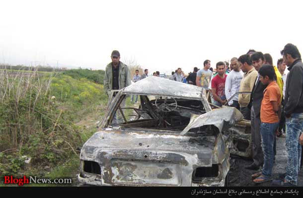 پرایدی که سرنشین خود را زنده زنده در اتش سوزاند