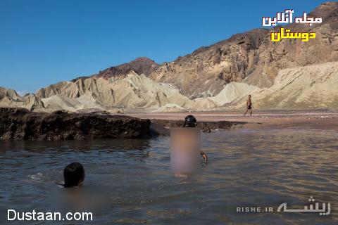 جزیره ای در جنوب ایران ، پاتوق مرفهین / شنای مختلط مرد وزن + تصاویر