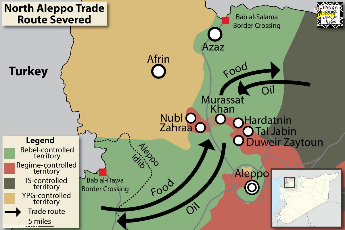 نحوه استقرار داعشی‌ها پس از آزادی نبل و الزهراء + نقشه