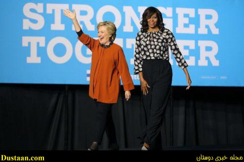 Hillary Clinton arrives to a campaign rally accompanied by Michelle Obama in Winston-Salem. REUTERS/Carlos Barria