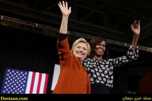 Hillary Clinton arrives to a campaign rally accompanied by Michelle Obama in Winston-Salem. REUTERS/Carlos Barria