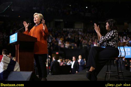 Hillary Clinton speaks at a campaign rally accompanied by Michelle Obama in Winston-Salem. REUTERS/Carlos Barria