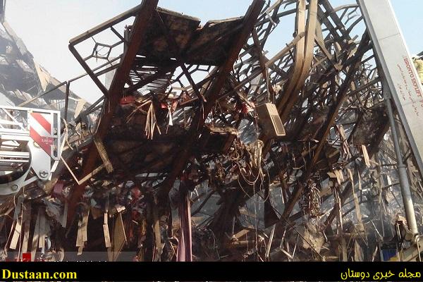 www.dustaan.com-تصاویر جدید از ریزش کامل ساختمان پلاسکو / شهادت دستکم ۳۰ اتش نشان