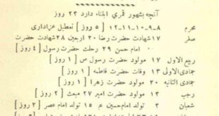 میزان تعطیلات رسمی ایران در سال ۱۳۰۷