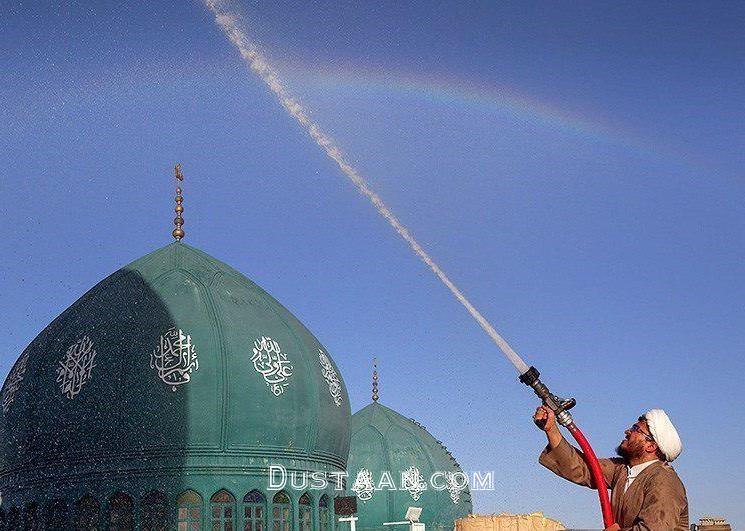 شستشوی‎ گنبد مسجد جمکران/عکس 